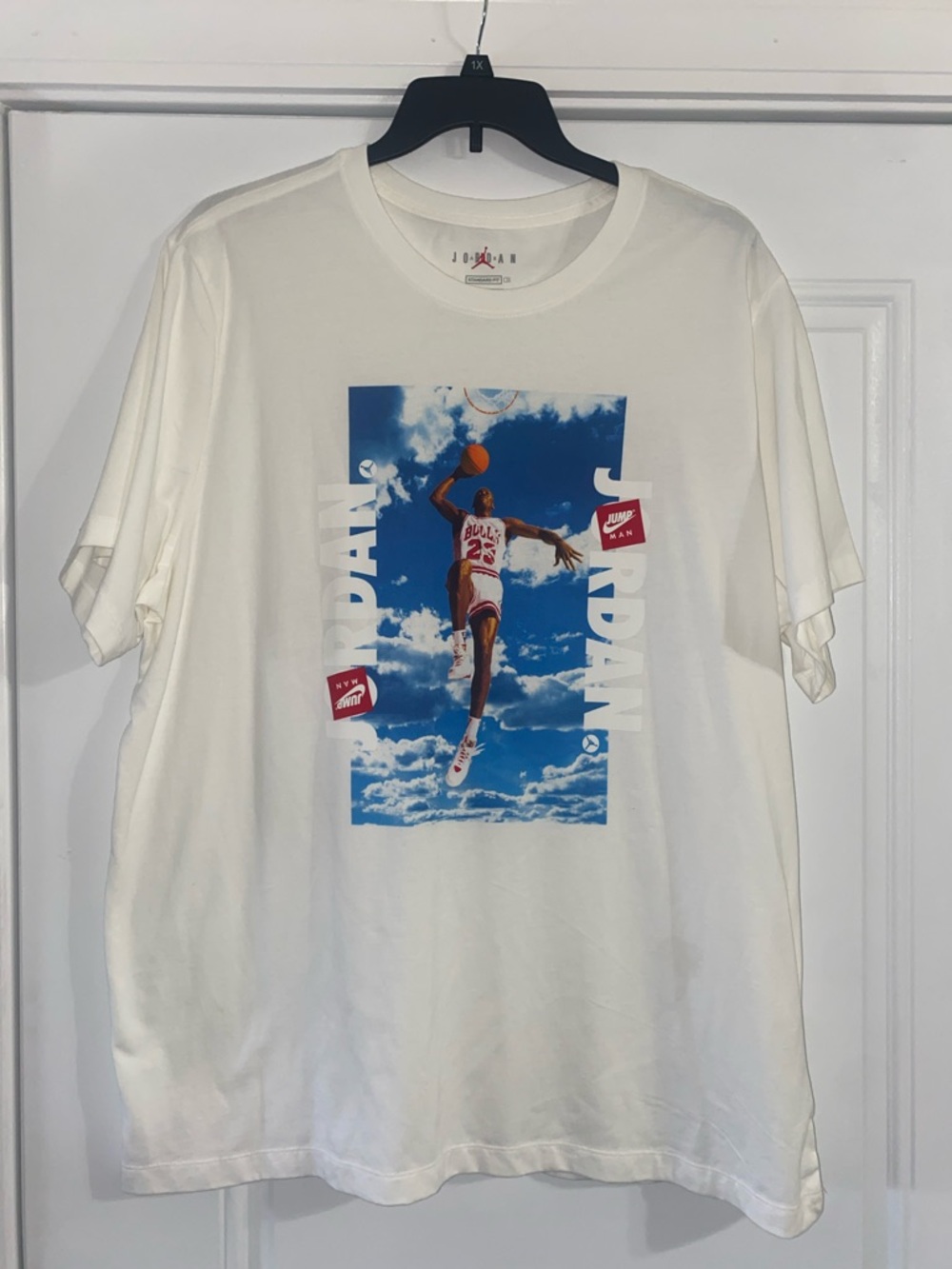 Jordan White Graphic Short Sleeve Tee with Blue Sky Print